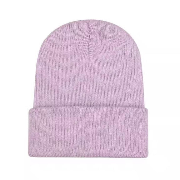 BWASD Beanie Winter Knitted for Women Men Classic Double Layer Hats Thick Daily Soft Cuffed Ski Stocking Cuffed Skull Cap Light Violet