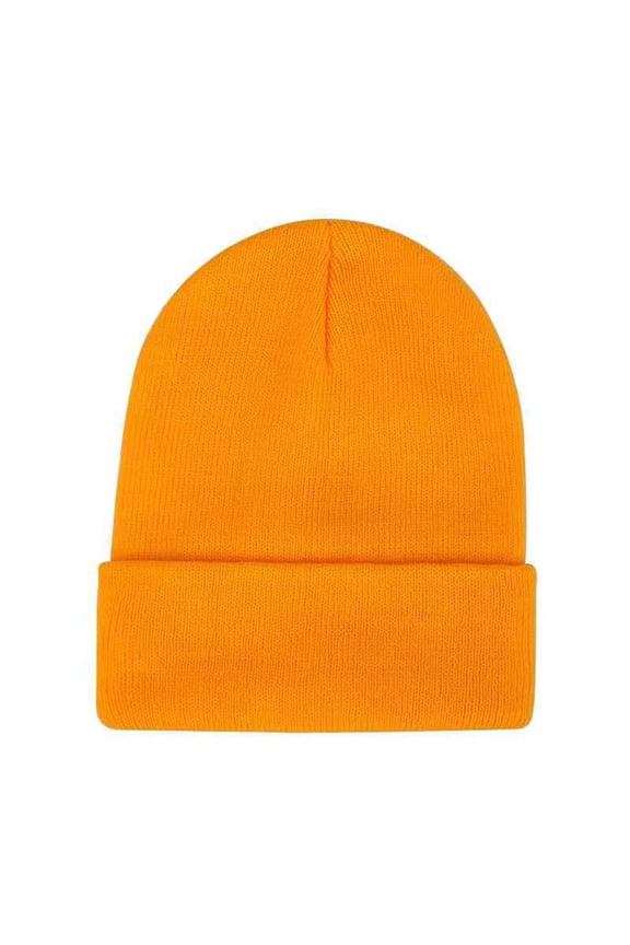 Beanie Winter Knitted for Women Men Classic Double Layer Hats Thick Daily Soft Cuffed Ski Stocking Cuffed Skull Cap Orange