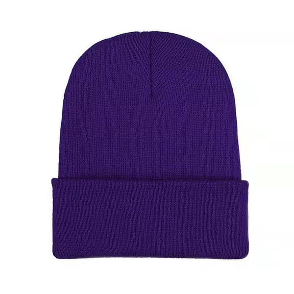 BWASD Beanie Winter Knitted for Women Men Classic Double Layer Hats Thick Daily Soft Cuffed Ski Stocking Cuffed Skull Cap Purple