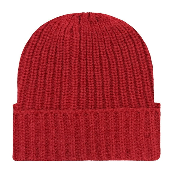 BWASD Beanie Winter Knitted for Women Men Classic Double Layer Hats Thick Daily Soft Cuffed Ski Stocking Cuffed Skull Cap Red