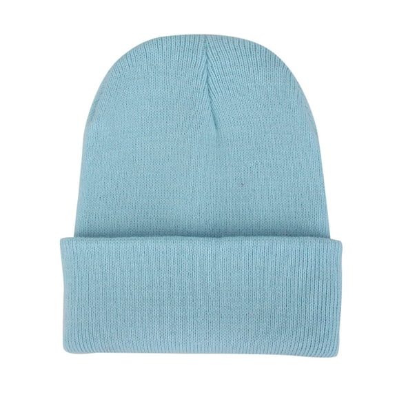 BWASD Beanie Winter Knitted for Women Men Classic Double Layer Hats Thick Daily Soft Cuffed Ski Stocking Cuffed Skull Cap Sky Blue