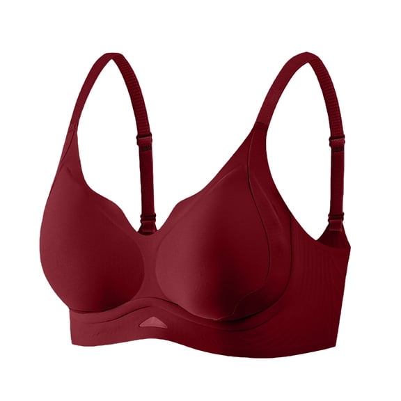 BWASD Bras for Women Deep V No Underwire Seamless Wirefree Bralette Comfort Push Up Support Lift Thin Strap Sport Padded Bra Everyday Wear L