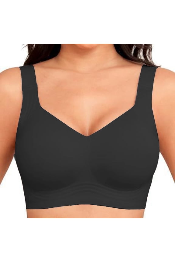 Bras for Women Breathable No Underwire Seamless Comfort Wireless Push Up Full Coverage Support Lift Bralette Black XXXL Everyday No Show Bra