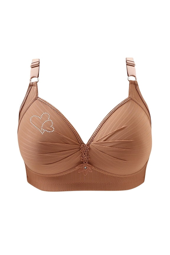Bras for Women Comfortable Wireless Push Up Full Coverage Support Lift Bralette Wirefree Seamless Brown XXXXL Lingerie Plunge Bra Fashion