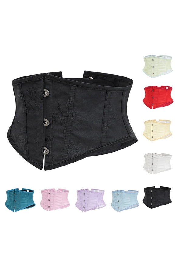 Corset Wide Belt for Women Classic Boned Lace Up Underbust Waist Trainer Short Torso Corset Retro Waist Belts Summer Top Going Out (Red XS)