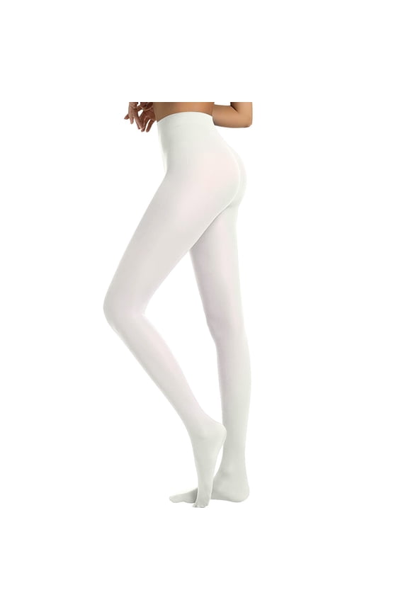 Footed Tights for Girls Womens Semi Opaque Soft Pantyhose Solid Color Thick Dance Ballet Panty Microfiber Tights Fashion Winter Daily Wear Beige S