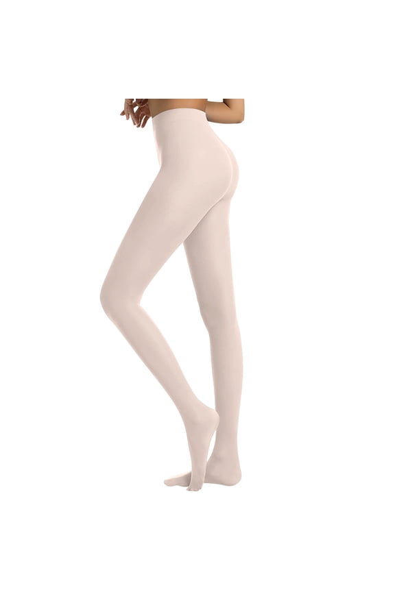 Footed Tights for Girls Womens Semi Opaque Soft Pantyhose Solid Color Thick Dance Ballet Panty Microfiber Tights Fashion Winter Daily Wear Pink L
