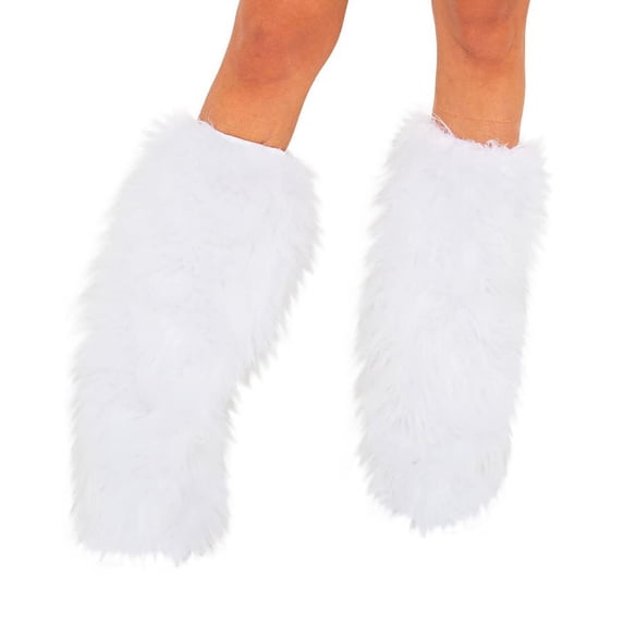 BWASD Fuzzy Leg Warmers For Women Boot Socks Cuff Covers Winter Fur Fluffy Party Dress Accessory Set White