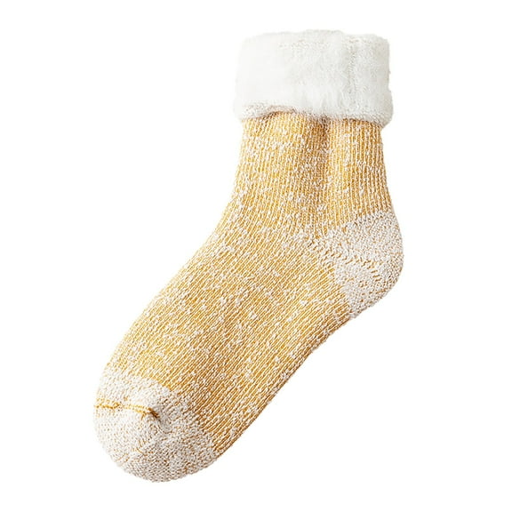 BWASD Fuzzy Socks for Women Shiny Microfiber Sleeping Socks Thick Cozy Warm Soft Plush Slipper for Winter Gifts Yellow