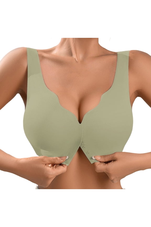 Jelly Bras for Women Comfort Slim Front Closure Wireless Bralette Seamless Full Coverage Support Lift Everyday No Show Bra Green S