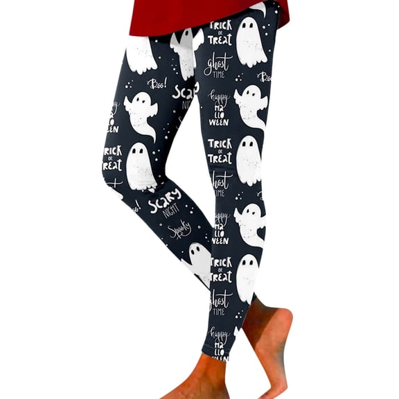 BWASD Leggings Spooky Season Cute Ghost Halloween Graphic Leggings Multiple Color Options Breathable Workout Tights for Daily Wear 2026 | L Size