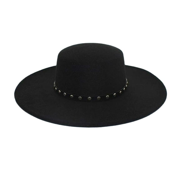 BWASD Mens Womens Wide Brim Cap Solid Color Felt Fedora Top Classic Retro British Jazz Hat Wedding Dress 20s Party Accessories Black