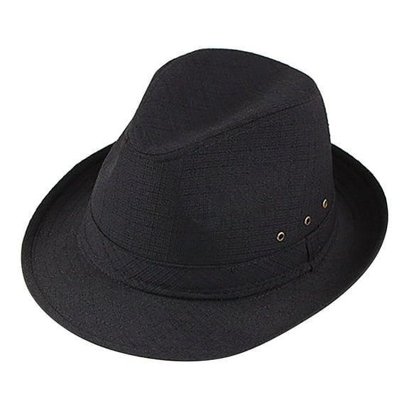 BWASD Panama Hat for Women Men Lightweight Wide Brim Fedora Sun Hats Casual Retro Plaid Jazz Cap Spring Sunmmer 1920s Party Accessories Black