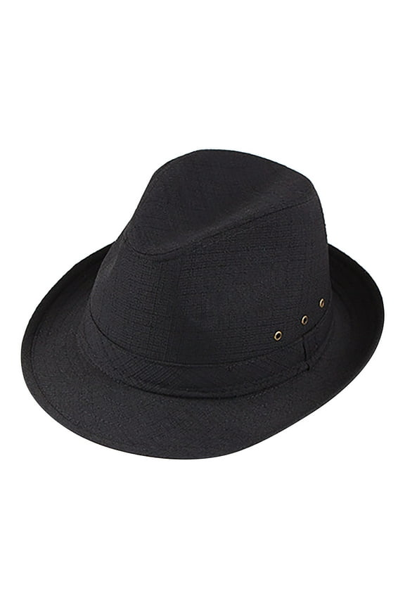 Panama Hat for Women Men Lightweight Wide Brim Fedora Sun Hats Casual Retro Plaid Jazz Cap Spring Sunmmer 1920s Party Accessories Black