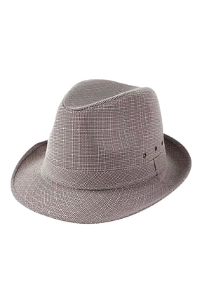 Panama Hat for Women Men Lightweight Wide Brim Fedora Sun Hats Casual Retro Plaid Jazz Cap Spring Sunmmer 1920s Party Accessories Grey