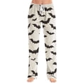 thumbnail image 1 of BWASD Pants for Women Halloween Bat Print Wide Leg Pants with Pockets Comfy Baggy Holiday Party Loungewear Casual Loose Soft Pajama Bottoms Home Daily Wear | L Size, 1 of 6