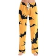 thumbnail image 1 of BWASD Pants for Women Halloween Bat Print Wide Leg Pants with Pockets Comfy Baggy Holiday Party Loungewear Casual Loose Soft Pajama Bottoms Home Daily Wear | M Size, 1 of 6