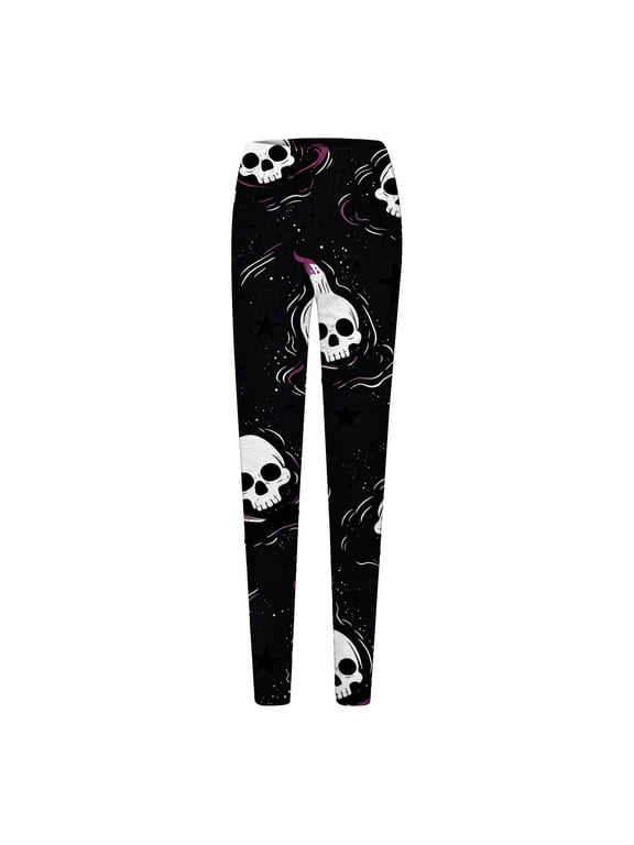 Pants for Women Spooky Season Festive Holiday Party Outfit Breathable Workout Tights for Daily Casual Wear Cute Magic Pattern Halloween Leggings | M Size