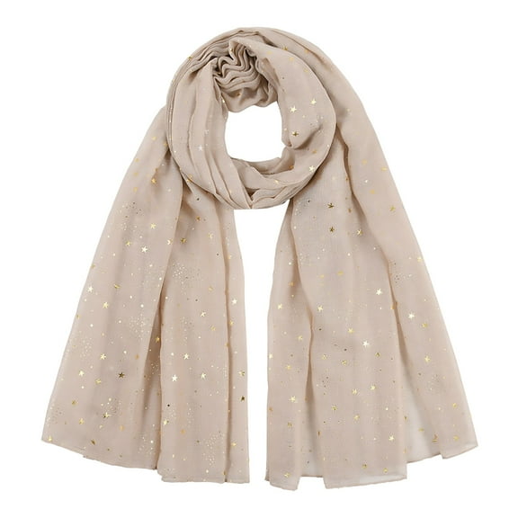 BWASD Scarf for Women Chiffon Large Long Thin Sunscreen Shawl and Neck Wraps Fashion Lightweight Retro Gilding Printing for Spring Summer Outdoor Beige