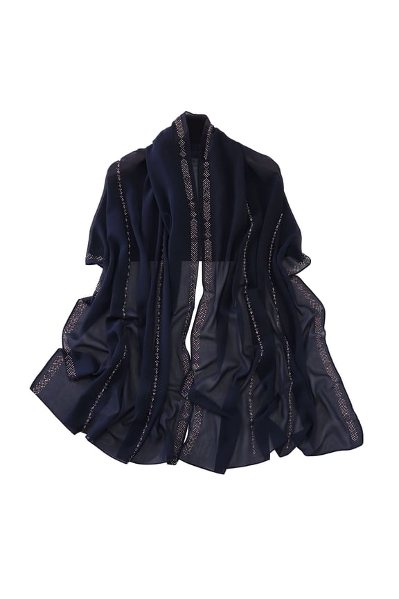 Scarf for Women Lightweight Solid Color Muslim Ethnic Hijab Large Long Thin Sunscreen Shawl and Wraps for Spring Gifts Navy