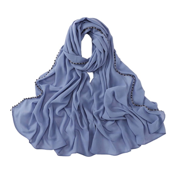 BWASD Scarf for Women Lightweight Solid Color Muslim Ethnic Hijab Sunshade Large Casual Chiffon Shawl Headwear Wrap for Fashion Gifts All Season Blue