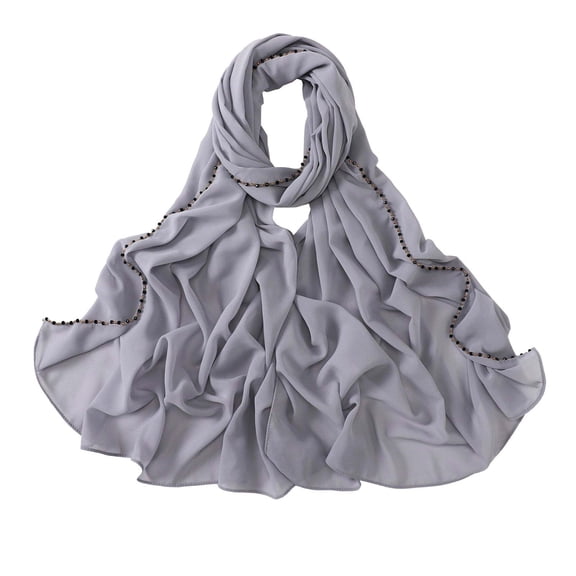 BWASD Scarf for Women Lightweight Solid Color Muslim Ethnic Hijab Sunshade Large Casual Chiffon Shawl Headwear Wrap for Fashion Gifts All Season Gray