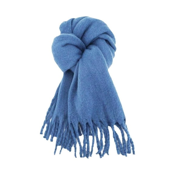 BWASD Scarf for Women Men Solid Color Lightweight Large Blanket Soft Warm Wrap Shawl with Fringe Fashion Blanket Scarves Gifts Winter Spring Blue