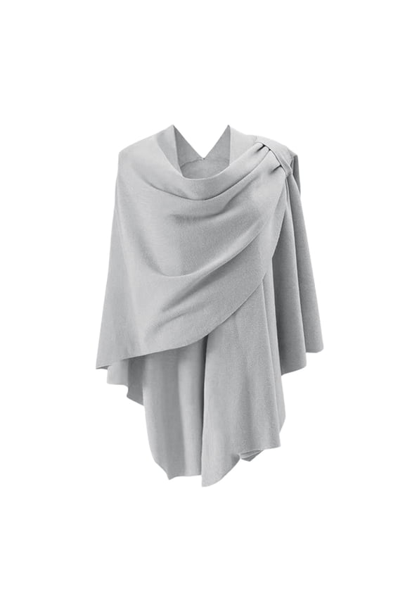 Shawl Wraps for Women Loose Oversized Knitted Poncho Sweater Solid Color Casual Warm Oversized Blanket Cape Scarf for Spring Fall Winter Gray