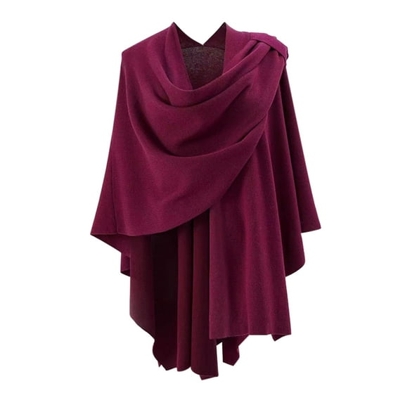 BWASD Shawl Wraps for Women Loose Oversized Knitted Poncho Sweater Solid Color Casual Warm Oversized Blanket Cape Scarf for Spring Fall Winter Red