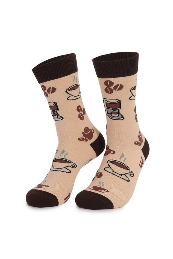 Socks for Women Men Heart Lips Pattern Cotton Crew Sock Holiday Soft Warm Knitted Medium Stockings Couples Funny Novelty Valentine's Day Brown