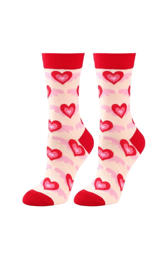 Socks for Women Men Heart Lips Pattern Cotton Crew Sock Holiday Soft Warm Knitted Medium Stockings Couples Funny Novelty Valentine's Day Red