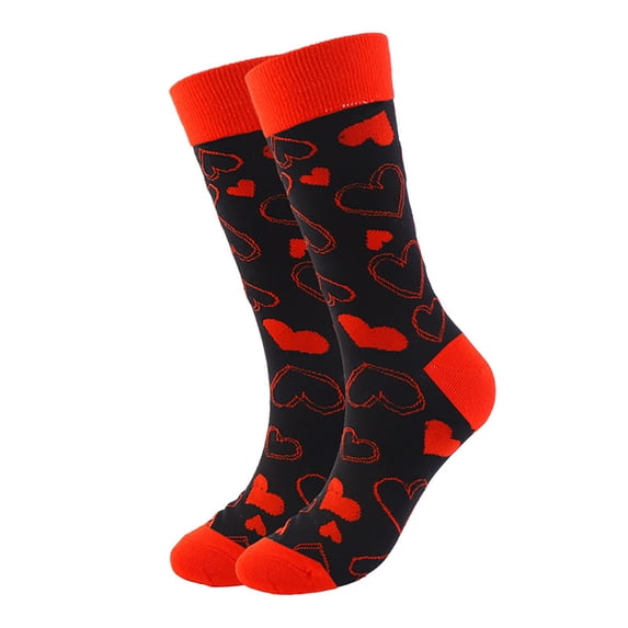 BWASD Socks for Women Men Heart Lips Pattern Cotton Crew Sock Holiday Soft Warm Knitted Medium Stockings Couples Funny Novelty Valentine's Day Red