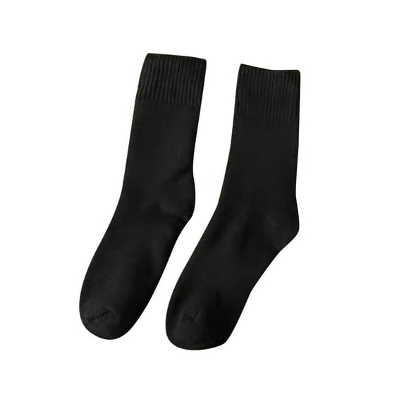 BWASD Socks for Women Men Soft Comfort Casual Cotton Thickened Warm Solid Color Mid Tube Sock Gifts for Women Warm Fall Winter Black
