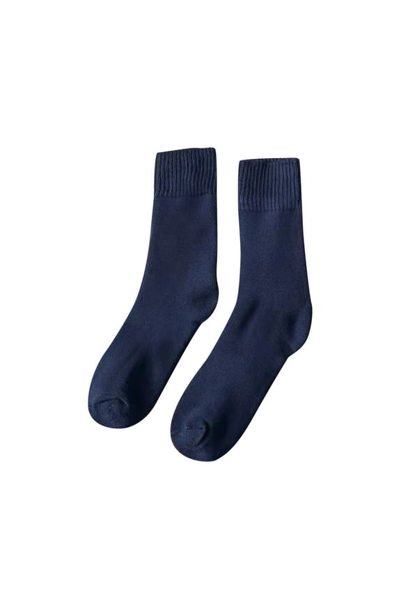 Socks for Women Men Soft Comfort Casual Cotton Thickened Warm Solid Color Mid Tube Sock Gifts for Women Warm Fall Winter Blue