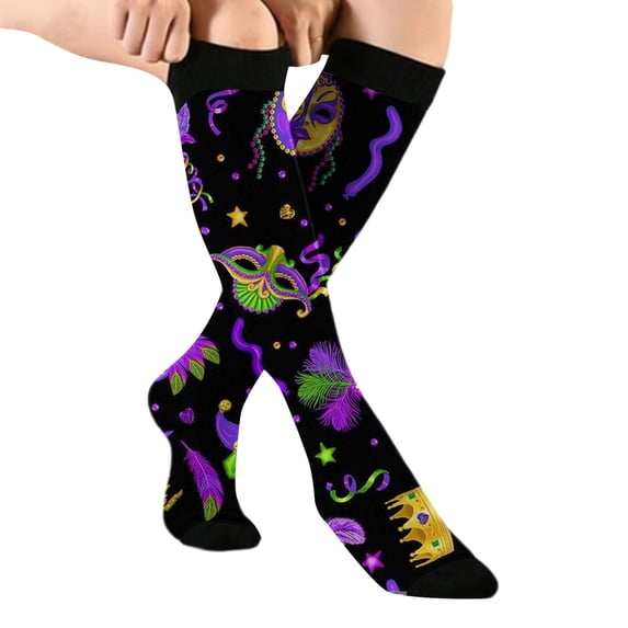 BWASD Socks for Women Men Soft Warm Thermal Knitted Mid Tube Sock Funny Novelty Multicolorful Pattern Fashion Accessories for Gift Black