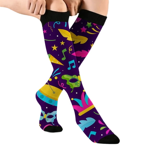 BWASD Socks for Women Men Soft Warm Thermal Knitted Mid Tube Sock Funny Novelty Multicolorful Pattern Fashion Accessories for Gift Dark Blue