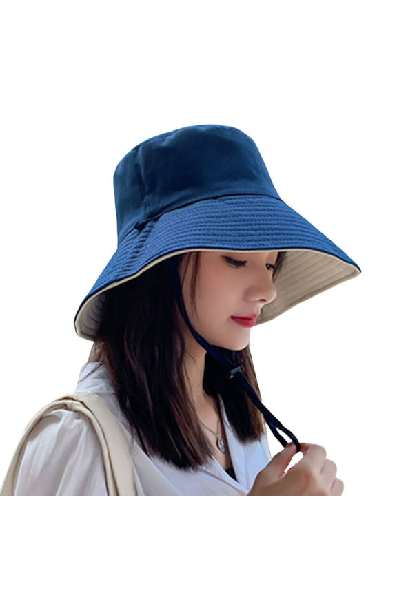 Sun Hats for Women Solid Color Breathable Sunshade Tourism Fisherman Cap Wide Brim Mesh UV Protection Beach Hat for Travel Fishing Fashion Blue