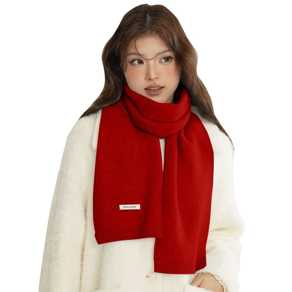 BWASD Winte Women's Knit Scarf Warm Long Big Wrap Soft Wool Solid Color Chunky Scarf Red Fashion Blanket Scarves Gifts