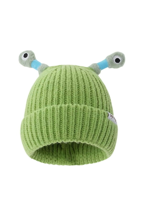 Winter Crochet Hat Cute Funny Party Cap Frog Big Eye Can Be Stretched Cold Cozy Autumn Winter Caps for Outdoor Green