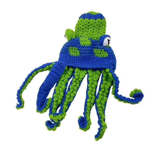 BWASD Winter Crochet Hat Funny Tricky Cap for Party Octopus Squid Thicken Warm Loose Fit Cold Cozy Autumn Winter Caps for Outdoor Blue