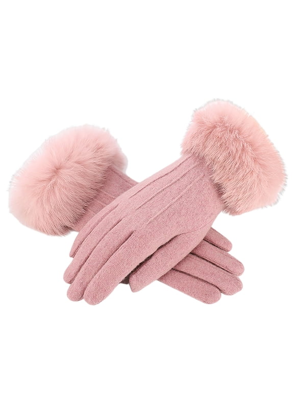 Winter Gloves for Women Thick Warm Touch Screen Texting Gloves Furry Cuff Winter Fashion Accessories for Cold Weather Driving Outdoor