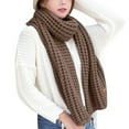 thumbnail image 1 of BWASD Winter Knit Scarf for Women Men Casual Solid Color Shawl Wraps Oversized Long Soft Warm Windproof Cable Fashion Outdoor Outfit Brown, 1 of 3