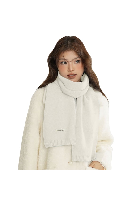 Winter Knit Scarf for Women Men Thicken Soft Warm Scarves Solid Color Cold Weathe Windproof Cable Fashion Colorful Long Shawl Couples White