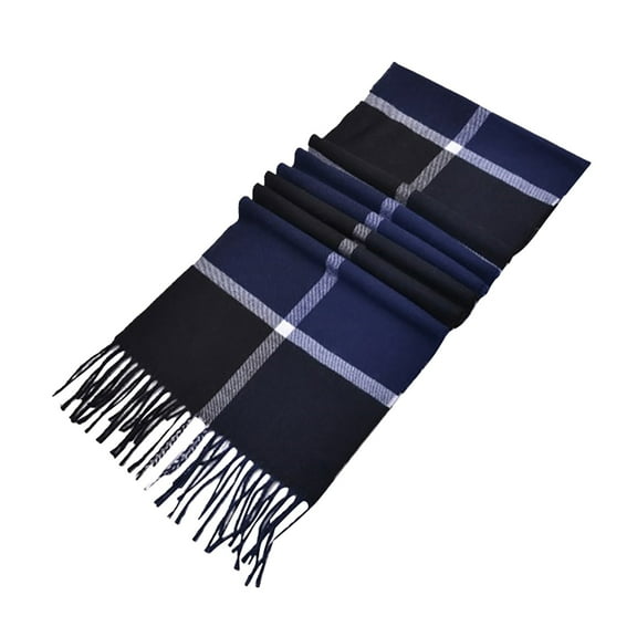 BWASD Winter Long Scarf for Women Men Soft Lightweight Tartan Plaid With Fringe Thicken Warm Oversized Shawls and Wraps Fashion Blanket Scarves Gifts Blue