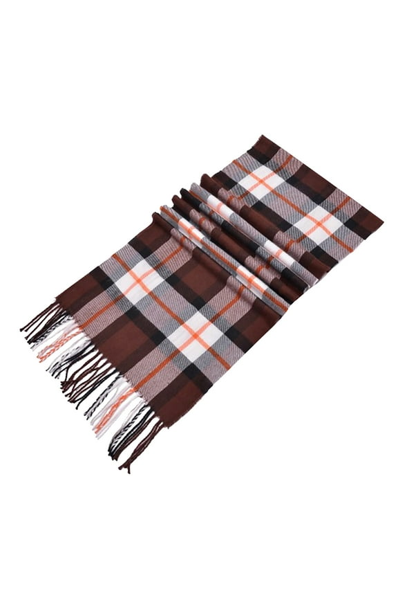 Winter Long Scarf for Women Men Soft Lightweight Tartan Plaid With Fringe Thicken Warm Oversized Shawls and Wraps Fashion Blanket Scarves Gifts Orange