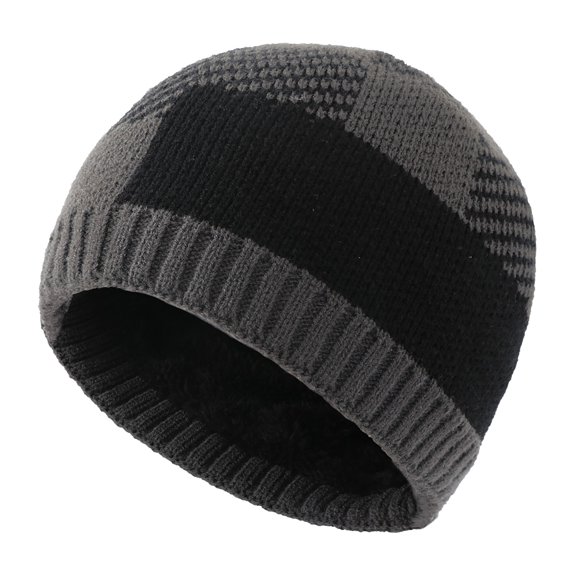 BWASD Winter Skull Caps for Women Men Casual Plaid Knitted Skull Caps for Outdoor Cold Weather Snowboarding Skiing Warm Windproof Thick Going Out Wear