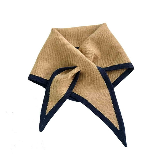 BWASD Winter Triangle Neck Scarf for Women Simple Contrast Color Sweet Bowknot Neckerchief Fall Shawl Soft Knitting Collar for Outdoor Coffee