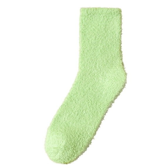 BWASD Women Fuzzy Socks Cozy Warm Soft Plush Slipper Solid Color Home Sleeping Socks for Winter Gifts Green
