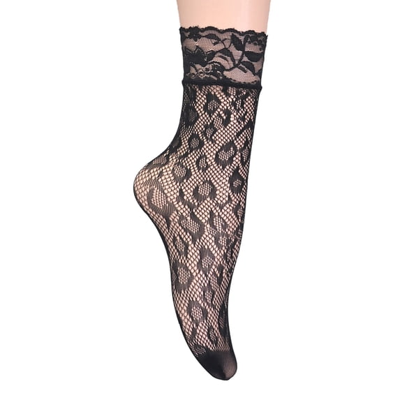 BWASD Women Lace Ankle Socks Ruffle Frilly Dress Fishnet Short Stockings Ultra Thin Cute Mesh Trim Lacy Ruffled Bootie Fashion Daily Wear Black