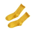 thumbnail image 1 of BWASD Women's Ankle Socks Solid Color Stacked Crew Socks Soft Casual Calf Cotton Autumn And Winter Fashion Gifts Yellow, 1 of 4